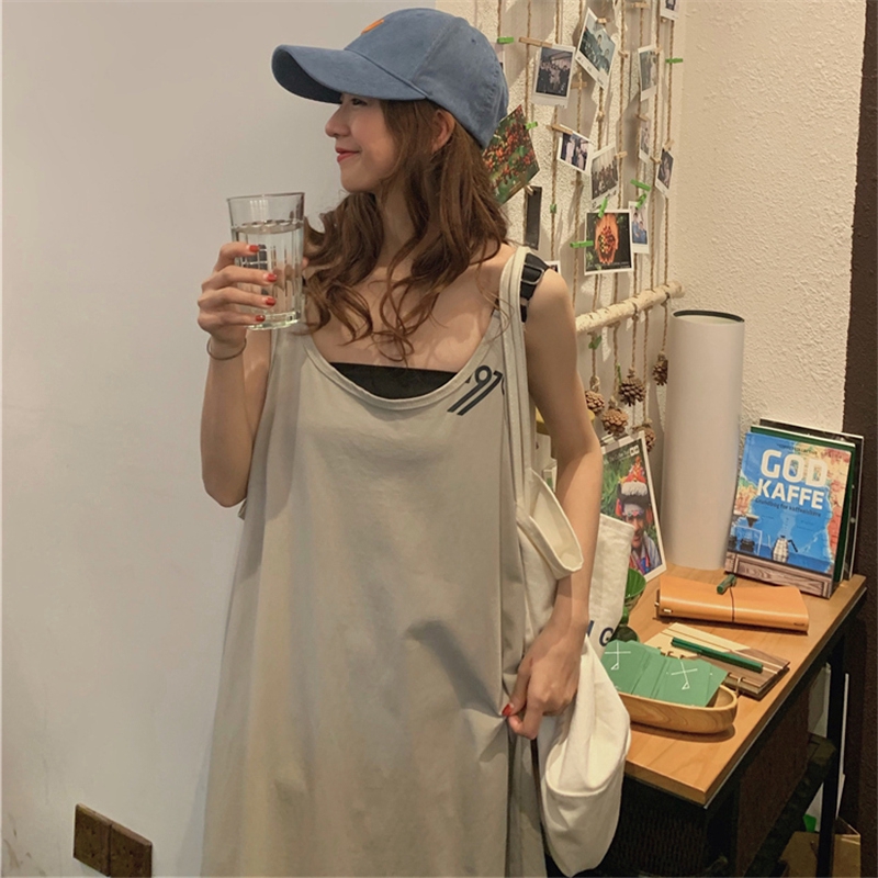 Đầm SUXI hai dây dáng rộng phong cách Hàn Quốc thời trang dành cho nữ