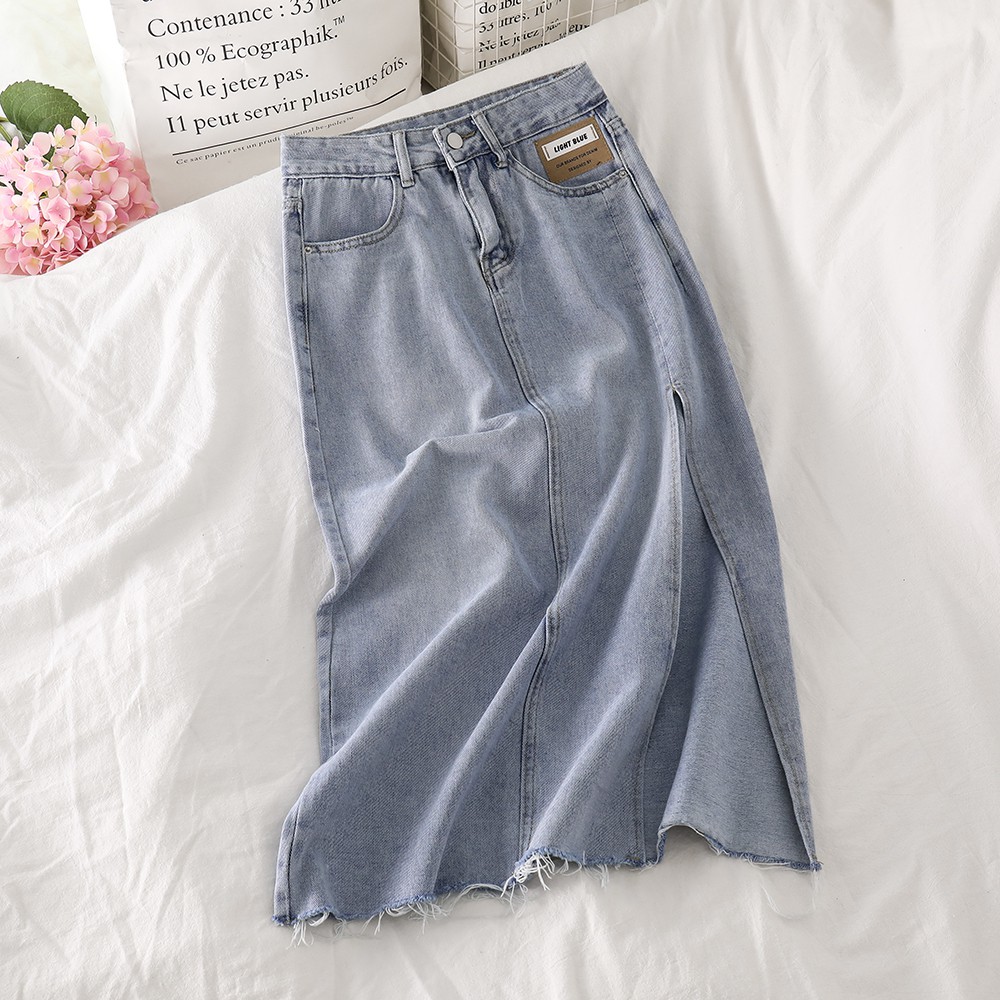 NUZIRO  Chân váy jeans  chữ a thời trang quyến rũ cho nữ