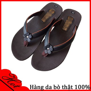 Dép xỏ ngón nữ đính hoa da bò cao cấp TH XN213