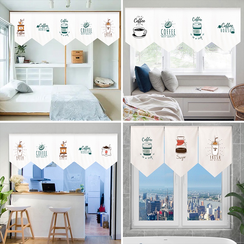 Rèm Cửa Ngắn Hình Tam Giác Phong Cách Nhật Bản Trang Trí Nhà Cửa