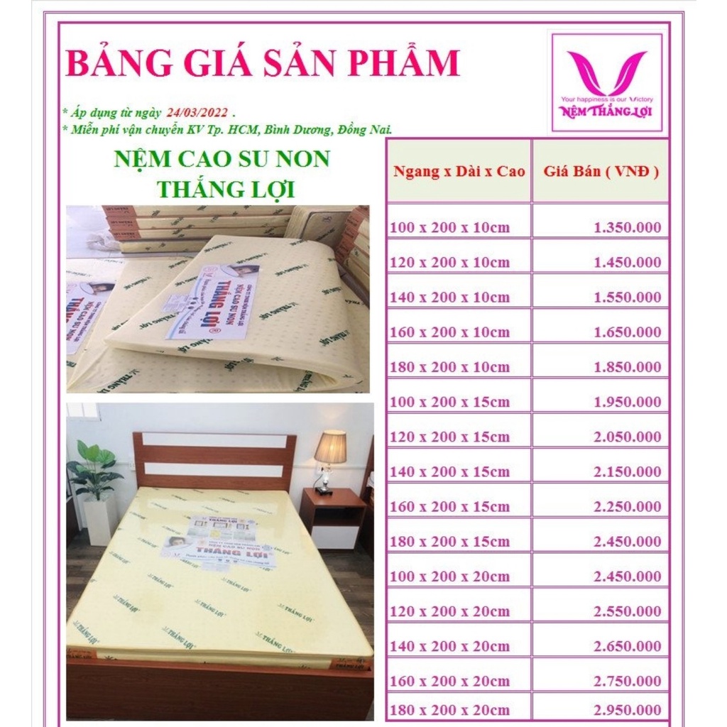[Chính Hãng] Nệm Cao Su Non Thắng Lợi