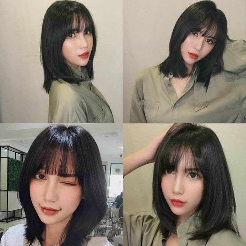 Tóc Giả Thẳng Dài Ngang Vai Có Khóa Bên Trong Cho Nữ