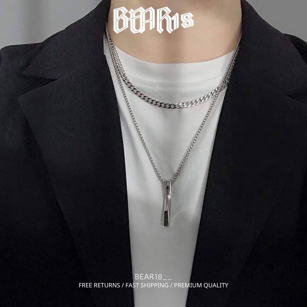 ( FULL SIZE ) Dây chuyền bạc thép titan không gỉ phong cách streetwear cá tính phù hợp cho nam và nữ BEAR18 - VC108