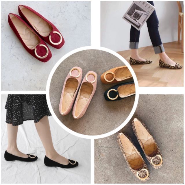 Giày búp bê da lộn cao cấp