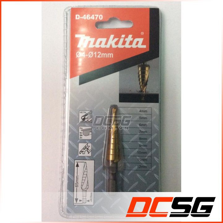Mũi khoan bậc rãnh xoắn 4.0-12mm chuôi lục giác Makita D-46470