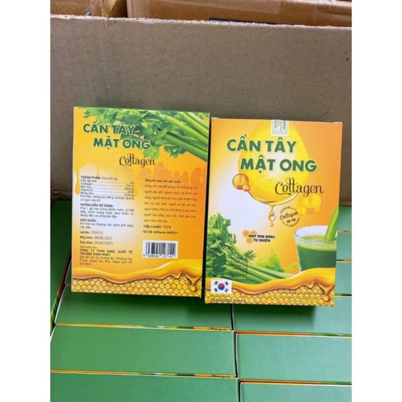 Combo 4 Hộp Bột Cần Tây Mật Ong Collagen Hộp 15 gói_Chính Hãng