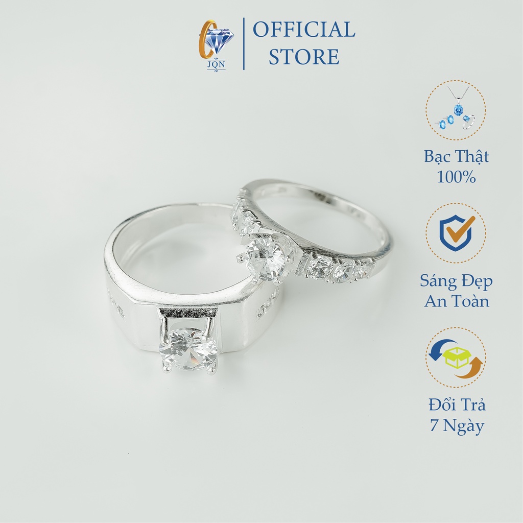 Nhẫn đôi bạc thật nhẫn cặp tình yêu JQN D13