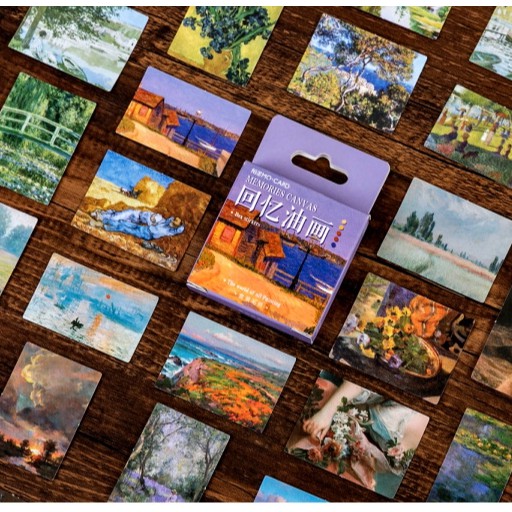 Hộp 46 miếng sticker mẫu tranh vẽ memories canvas