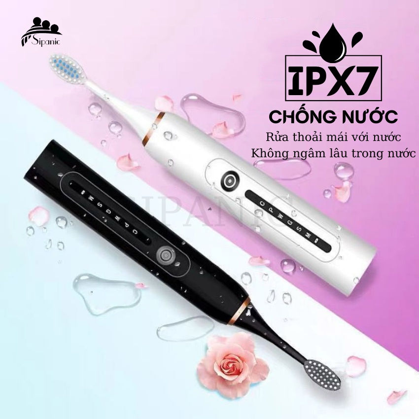 Bàn chải điện, Sipanic X7 Pro đánh răng điện tự động 6 chế độ đầu bàn chải lông mềm ngừa sâu răng