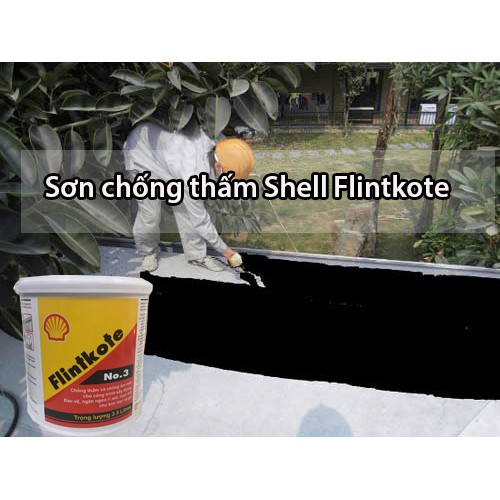 Shell Flintkote - Sơn Chống Thấm Màu Đen - Lon 3,5 Lít - Chống Thấm Bể Cá Cảnh Hồ Cá KOI, Chính Hãng Flinkote Thái Lan