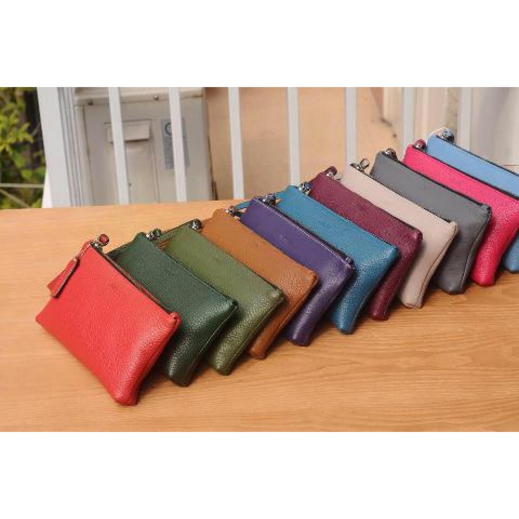 MABEL CLUTCH - Ví cầm tay nữ kéo khóa da thật màu xanh oliu - FQ19-61