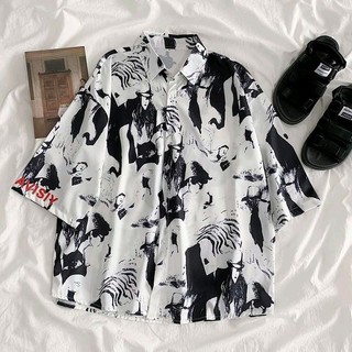 Áo sơ mi cộc tay họa tiết ( sơ mi ulzzang)