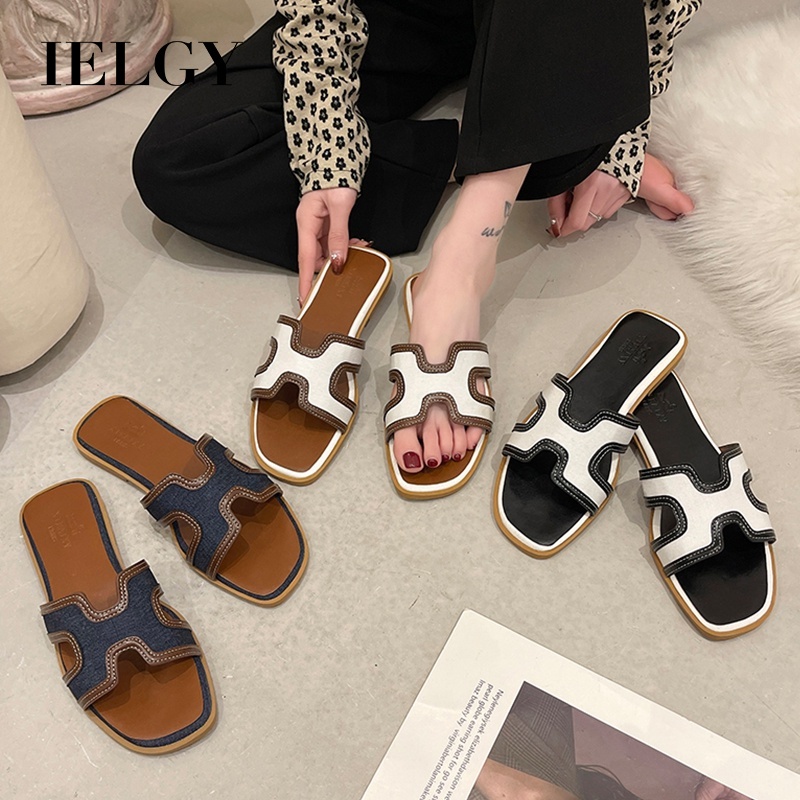 IELGY Dép Đi Biển Đế Bằng Thời Trang Dành Cho Nữ