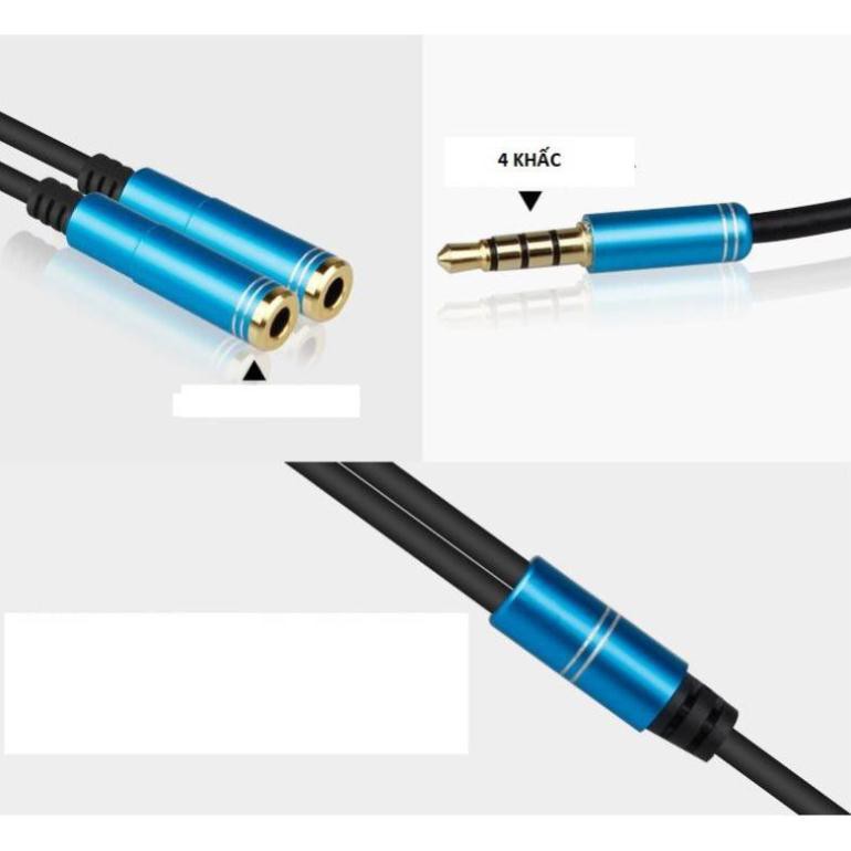Cáp Chia Jack 3.5mm Dương thành Mic và Tai Nghe ÂM 4 Khấc