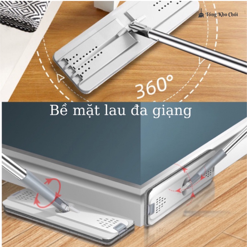 Bộ cây lau nhà tự vắt thông minh xoay 360 độ chính hãng Pulito, Cây lau nhà tự vắt tiện lợi kèm thùng tròn BLN-R4