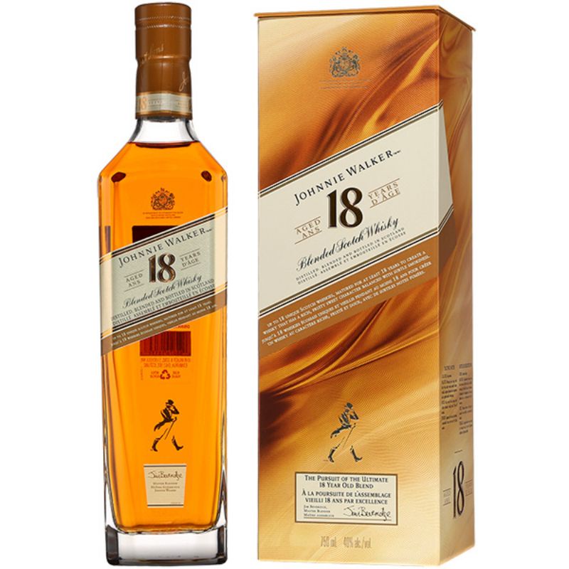 Vỏ chai rượu thủy tinh Jonwaker 18 xuất xứ Scotland có hộp dung tích 750ml rất đẹp.