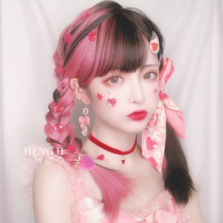 Tóc Giả Màu Hồng Thẳng Dài 45cm 2 Màu