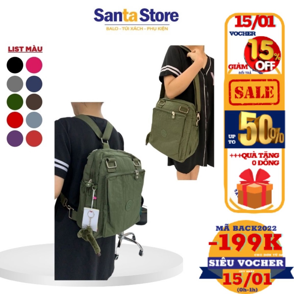 Balo túi xách vải nữ đẹp KL2130 SANTA STORE thời trang cao cấp nhiều kiểu đeo đi làm, du lịch, đi học nhiều ngăn