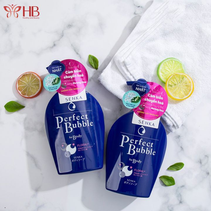Sữa tắm dưỡng ẩm hương hoa tươi mát Senka Perfect Bubble for Body Floral Plus 500ml