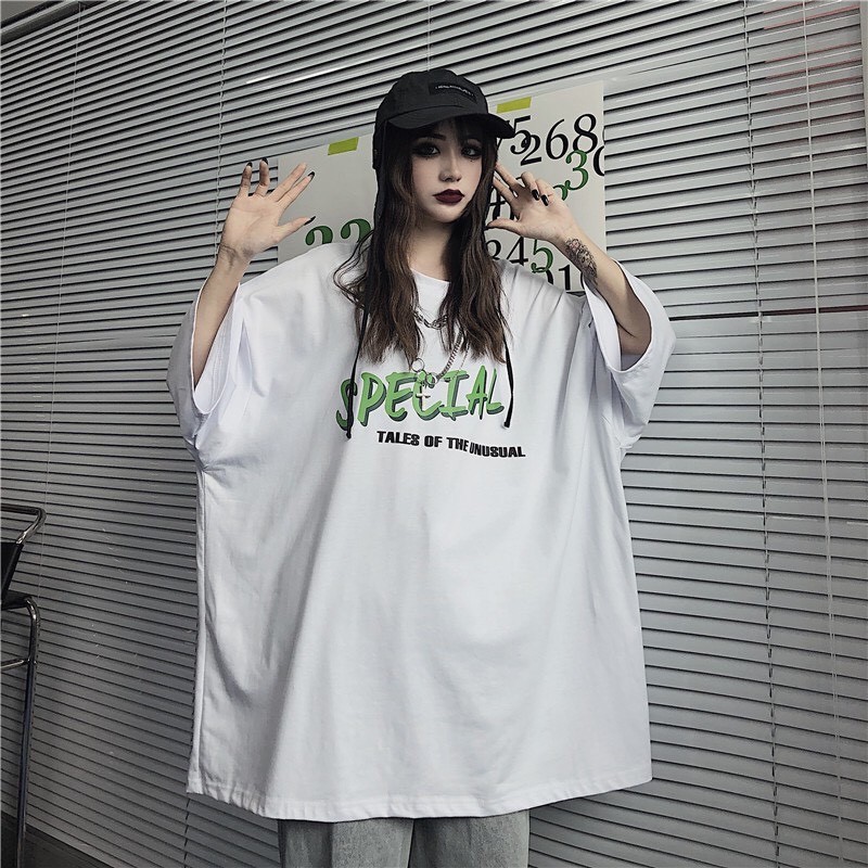 Áo thun nam nữ unisex tay lỡ phông form rộng teen cổ tròn oversize cotton SPECIAL giá rẻ màu đen trắng tee pull freesize