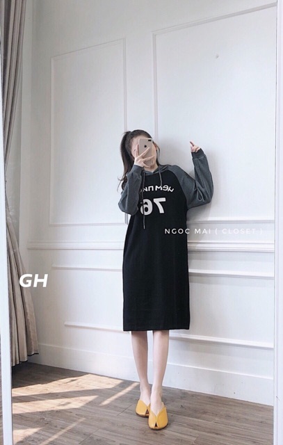 Váy nỉ bóng chày bầu bí bon chen