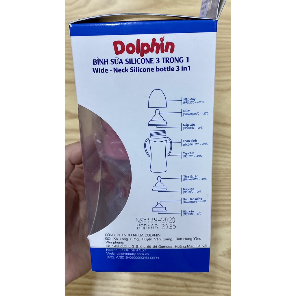 Bình sữa Dolphin silicone 3 trong 1 180ml- DP 045