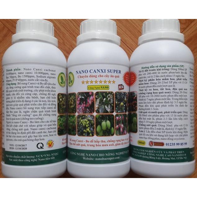 Dung dịch Nano Canxi Super chống rụng hoa và trái non 500ml