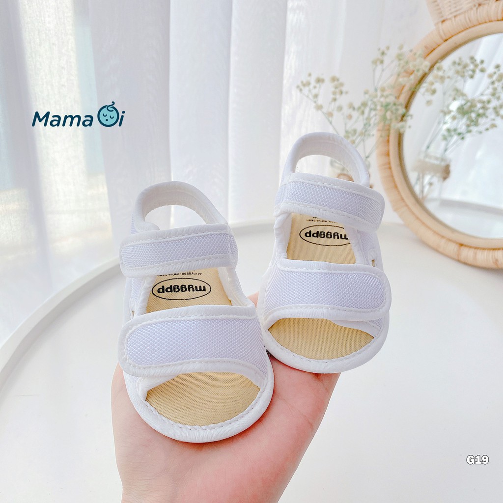 Giày tập đi cho bé dép tập đi sandal đế vải 2 quai dễ mang màu trắng êm chân cho bé của Mama ơi - Thời trang cho bé