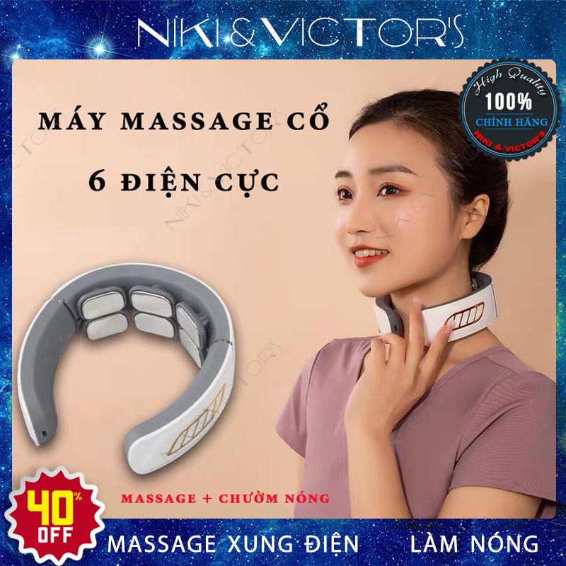 Máy Massage Cổ Gáy Thông Minh 6 Điện Cực Chườm Nóng 6 Chế Độ Massage  9 Mức Cường Độ Có Làm Nóng