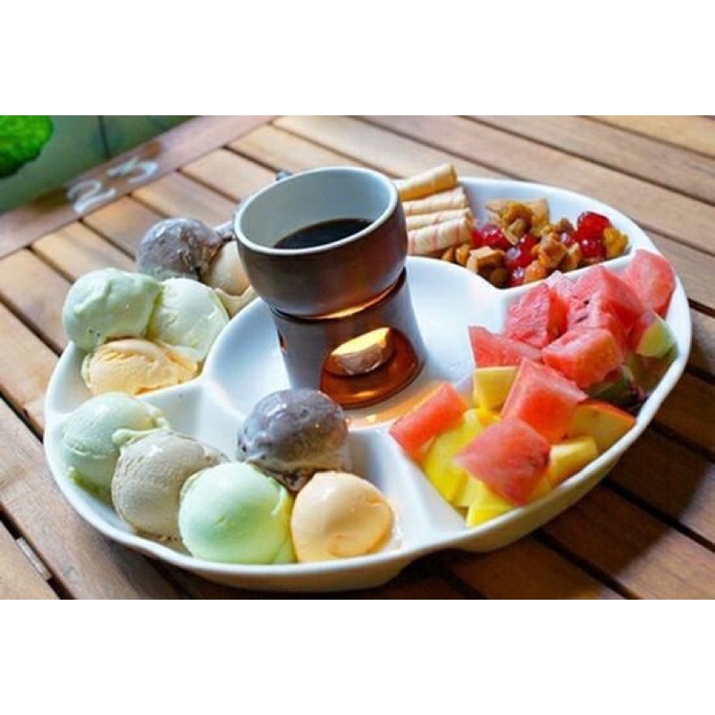 Khay lẩu kem liền 4 ngăn size 24cm