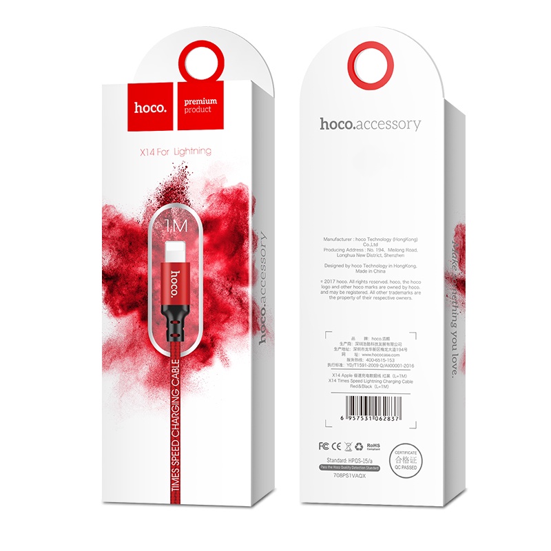 Dây cáp sạc HOCO. X14 thích hợp cho iPhone 8 7 6 5 plus 11 Pro X XS Max XR