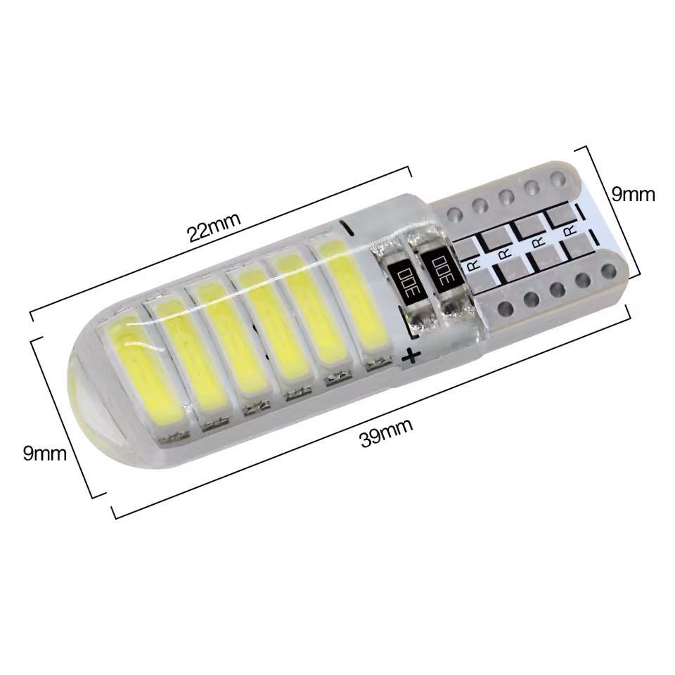 Đèn Led T10 7020 12smd W5W Bằng Silicone Màu Trắng / Xanh Dương Cho Xe Hơi