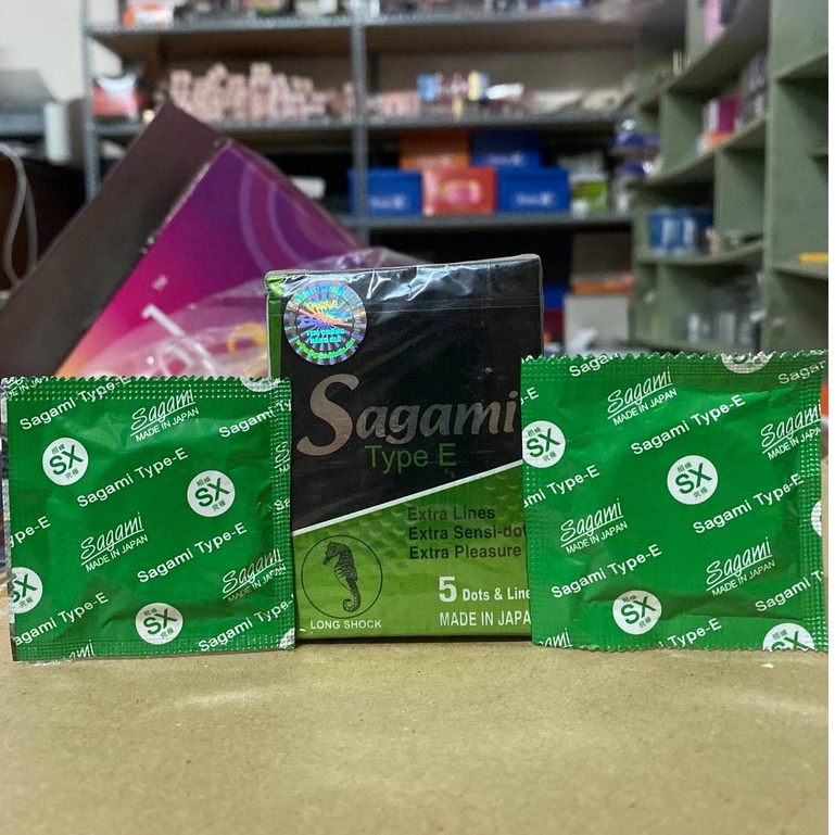Bao cao su gân gai Sagami Xtreme Type E (2 chiếc) - có gân nhiều chấm nổi, thắt 1 lần
