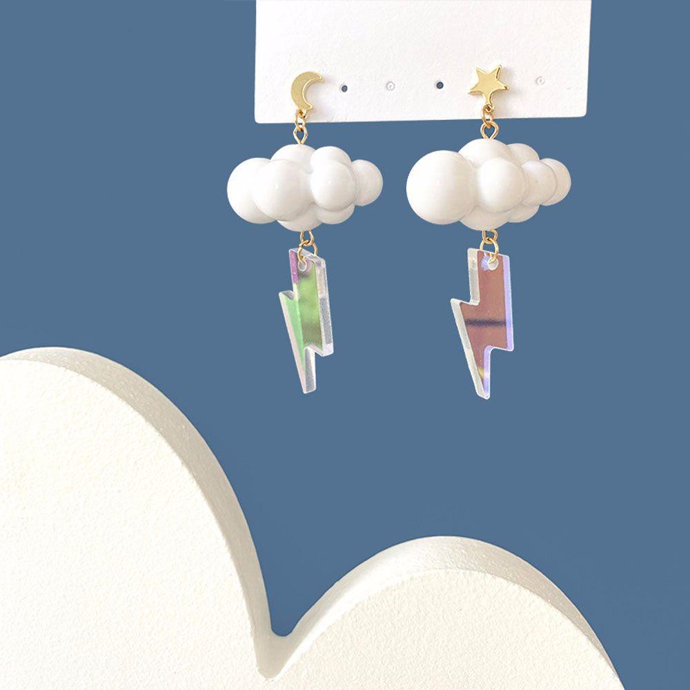 Khuyên Tai Hình Đám Mây / Ngôi Sao / Đám Mây Màu Laser Phản Quang Độc Đáo Thời Trang Cho Nữ