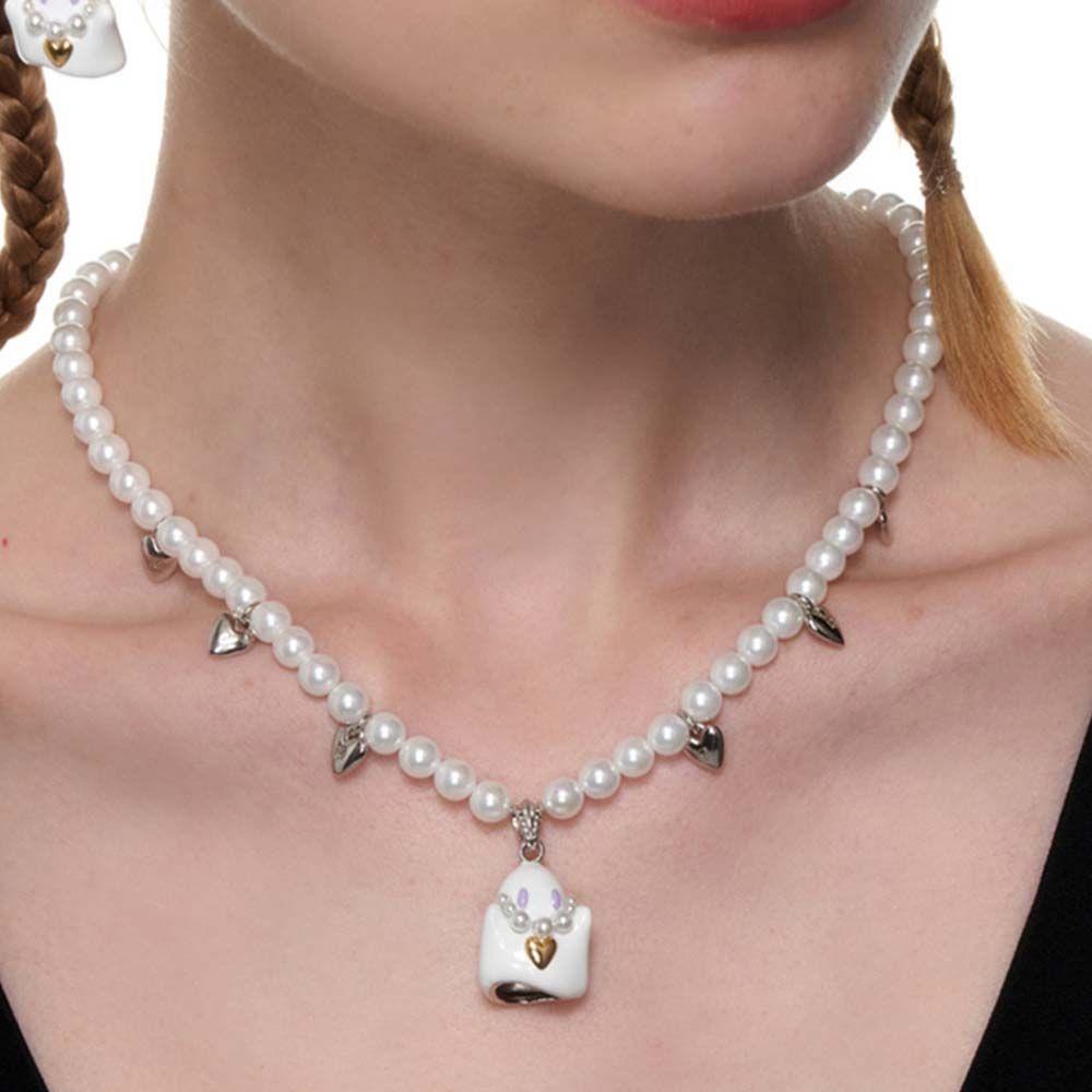 Bộ Vòng cổ + Bông Tai Hình Ma Kiểu Hàn Quốc VANES1