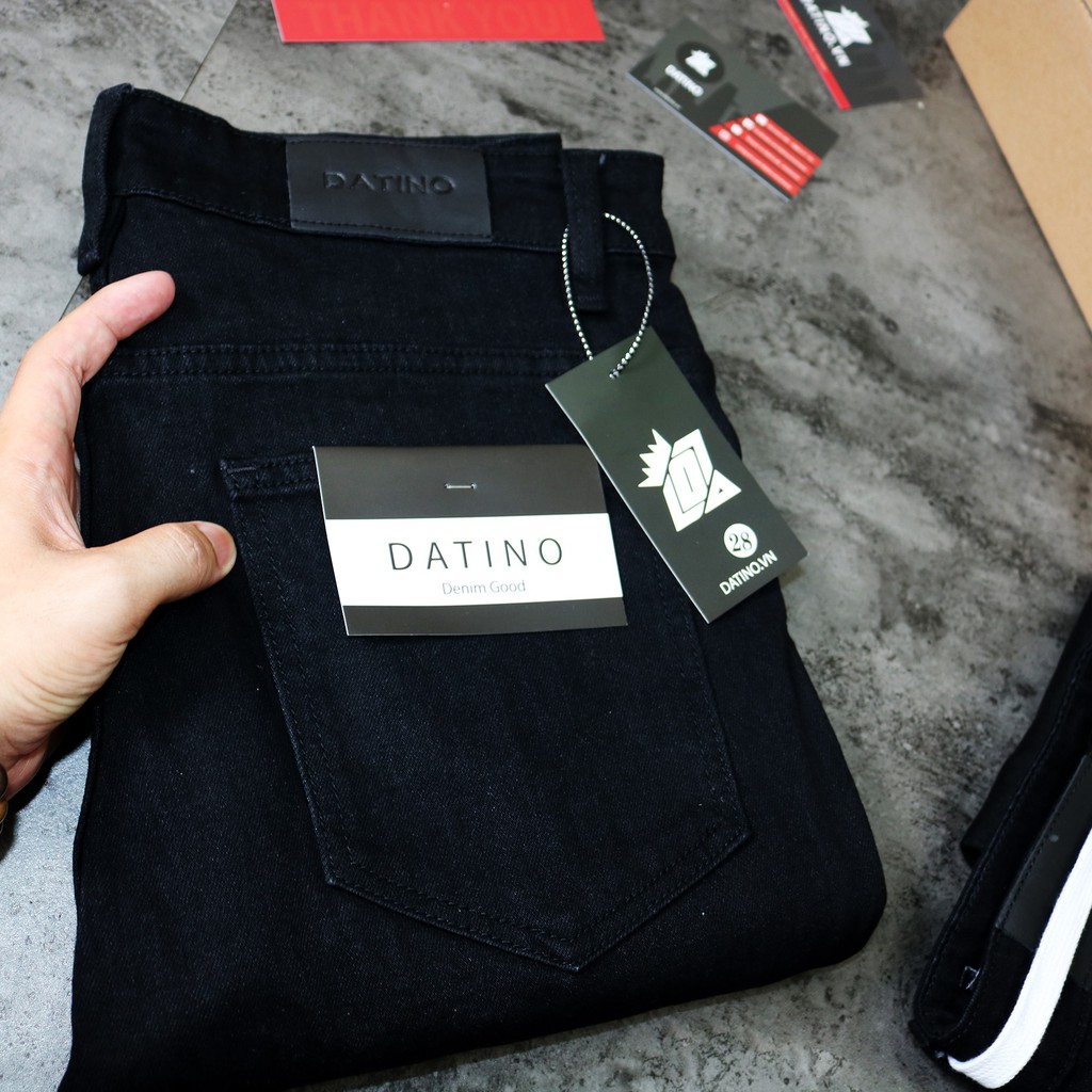 Quần jean đen nam Streetwear DATINO form Skinny co giãn ống khóa Zipper, bền màu | BigBuy360 - bigbuy360.vn