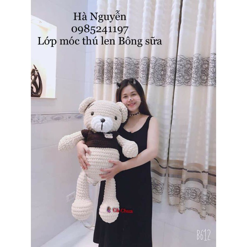 Bộ nguyên liệu móc len gấu 70cm