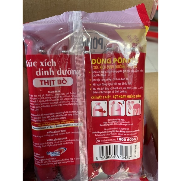 Xúc xích dinh dưỡng Ponnie thịt bò 175gr( 5 cây x 35gr) | BigBuy360 - bigbuy360.vn