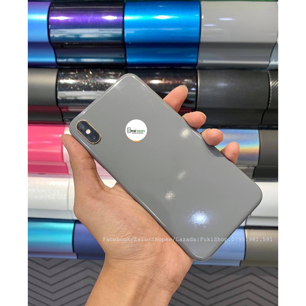 Tấm Dán Skin mặt sau Glossy Nardo Grey Full Viền Dành cho 5 6 7 8 6plus 7plus 8plus X XS XR XSMAX 11 PRO MAX