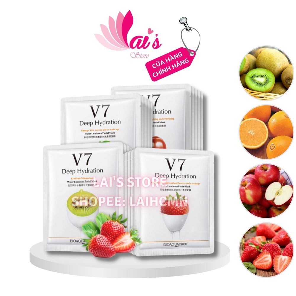 Mặt Nạ V7 Bioaqua Dâu, Táo, Cam, Kiwi, Dưỡng Ẩm Sâu, Sáng Da, Thu Nhỏ Lỗ Chân Lông, Kiểm Soát Dầu Mask Chính Hãng