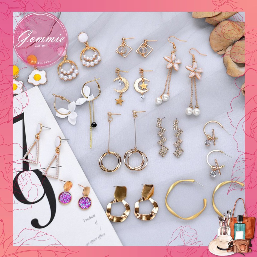 Khuyên tai nữ cao cấp Hàn Quốc ✨𝙠𝙝ô𝙣𝙜 𝙝𝙤𝙚𝙣 𝙜ỉ✨ dáng dài đính đá đẹp xinh xắn thời trang