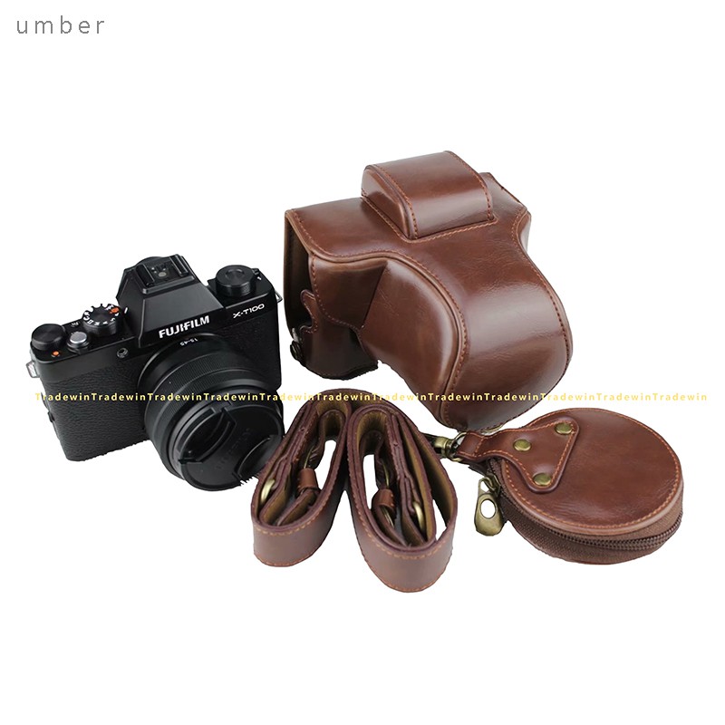 Túi Da Đựng Máy Ảnh Fujifilm X-T100 XT100 15-45mm Kèm Dây Đeo Vai