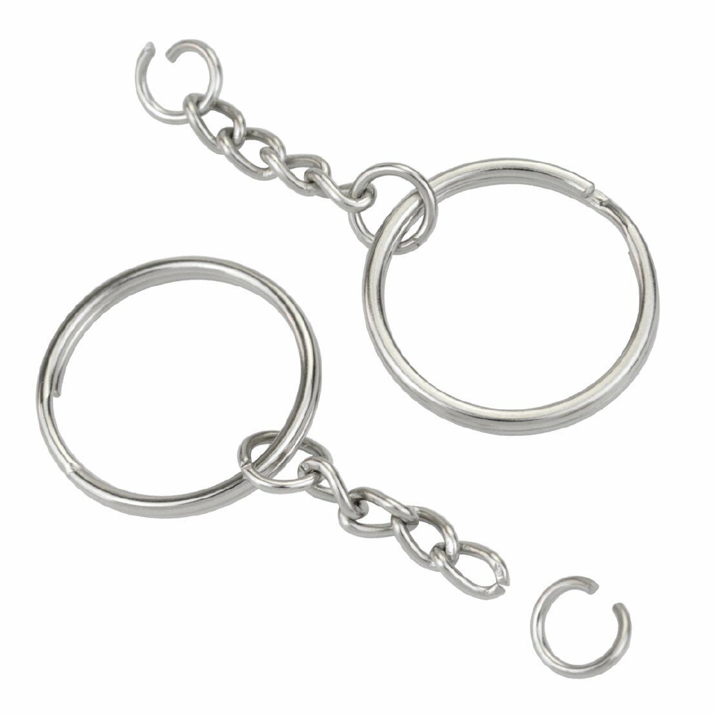 Set 100 giá đỡ chìa khóa màu bạc kèm móc khóa diy tiện dụng