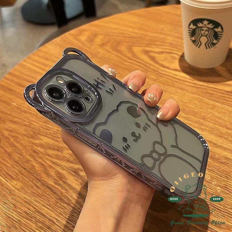 Ốp Điện Thoại Mềm Trong Suốt Mạ Điện Họa Tiết Tai Gấu Cho Iphone 13 12 / 11 Pro Max / Xs Max X 8 7Plus