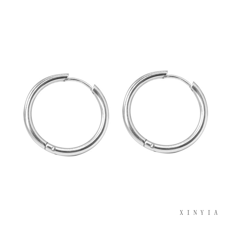 Bông tai dáng tròn thiết kế đơn giản hợp thời trang phong cách Hàn Quốc cho nữ (1 pcs)