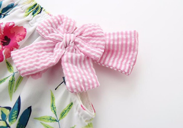 Set áo dây hoa và quần chip bé gái vải kate không nhăn size 6kg đến 11kg