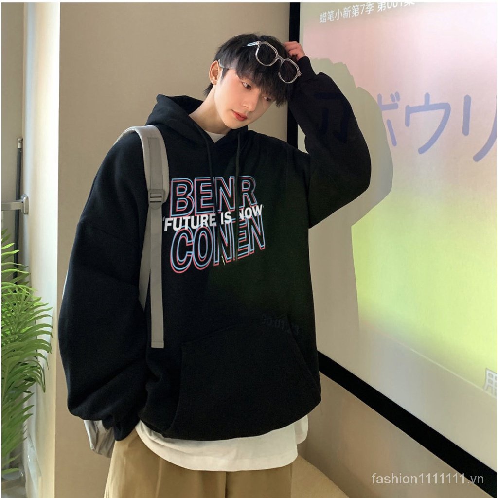 Áo hoodie, áo nỉ in hình họa tiết BENRCONEN vải nỉ cotton form rộng unisex phong cách ulzzang