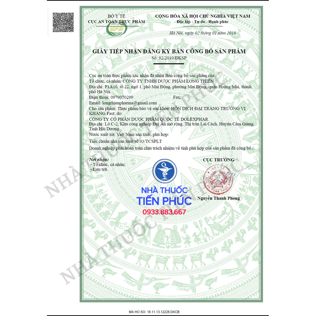 Hỗn Dịch Đại Tràng TRƯỜNG VỊ KHANG Fast - Hỗ Trợ Giảm Đau Bụng Tiêu Chảy, Đi Ngoài Phân Sống, Viêm Đại Tràng Hộp 20 gói