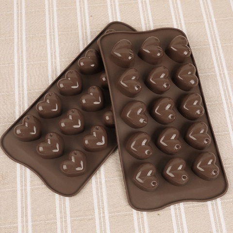 Khuôn silicon socola valentine, khuôn socola hình 15 trái tim an toàn