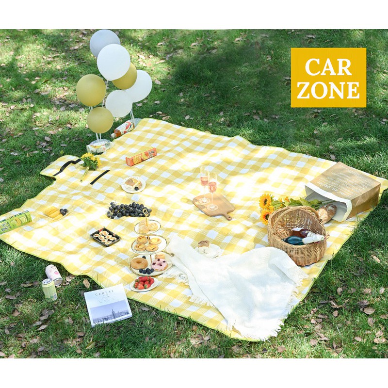 Thảm Picnic, Thảm Dã Ngoại Du Lịch Họa Tiết Caro Gấp Gọn, Chống Thấm Nước CARZONE.TOP
